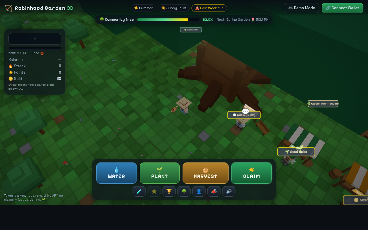 Voxel garden world with stone paths