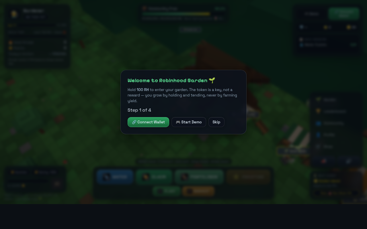 In-game HUD showing garden stats